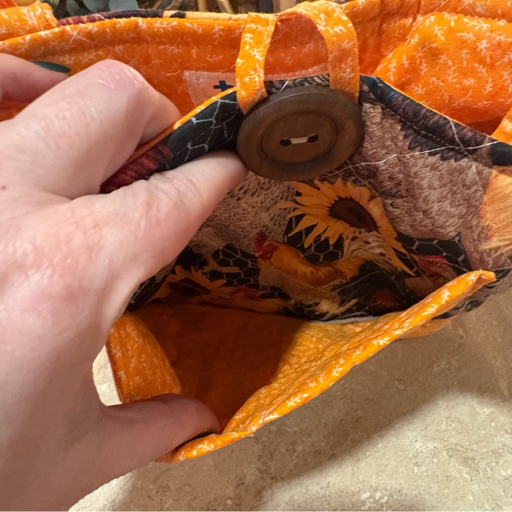 Handmade Rooster And Chicken Print Shoulder Bag - Picture 5 of 12